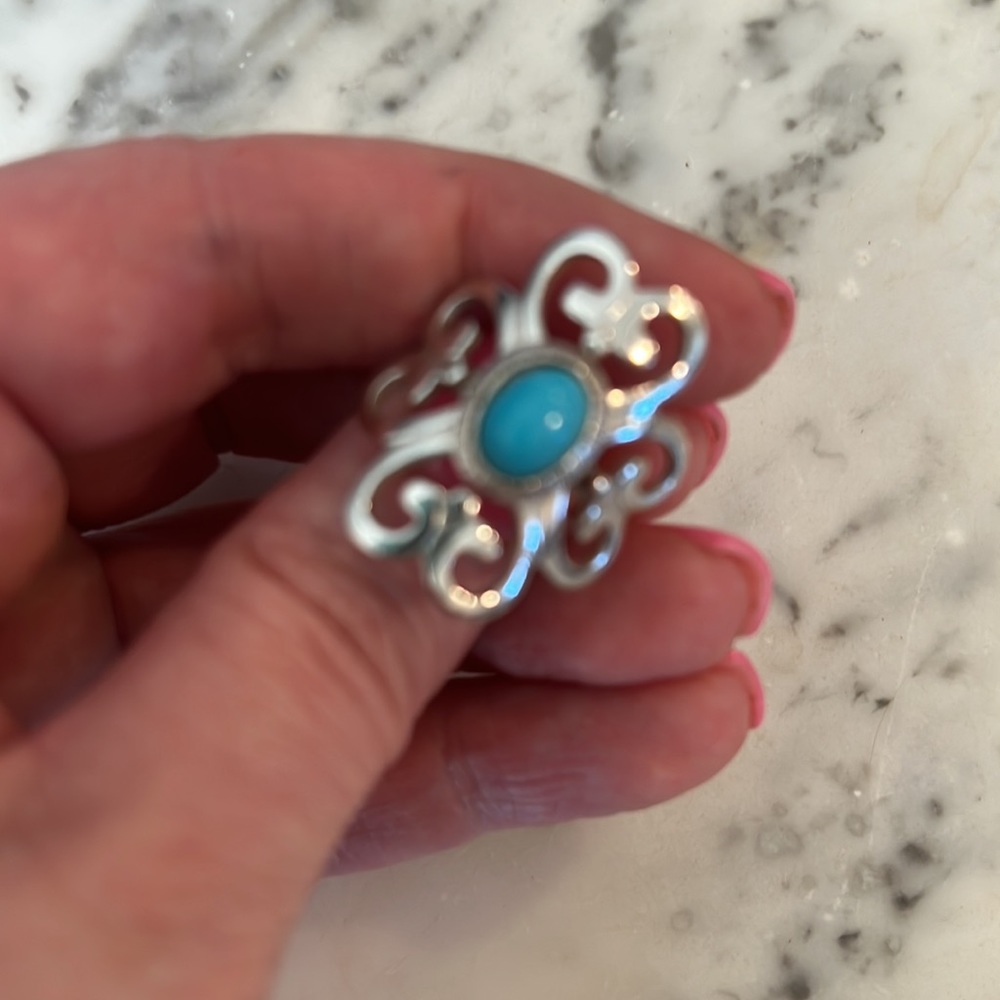 Silver ring with turquoise stone - Picture 3 of 3